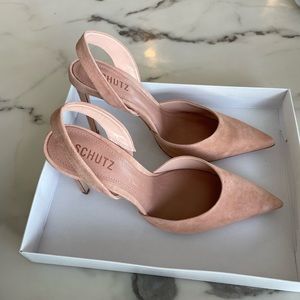 NWT Schutz Lou sling tan suede heels US9